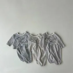 Autumn Fashion Striped Baby's Sets Letter Cotton Long Sleeve Kids Sweater Pant 2Pcs Set Baby Girl Clothes Suit