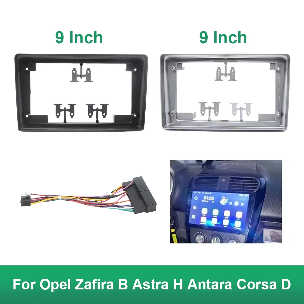 9 Inch Android Car Radio Fascia Frame For Opel Astra H Zafira B Antara Corsa D Optional Wiring Harness CANBUS Black Silver