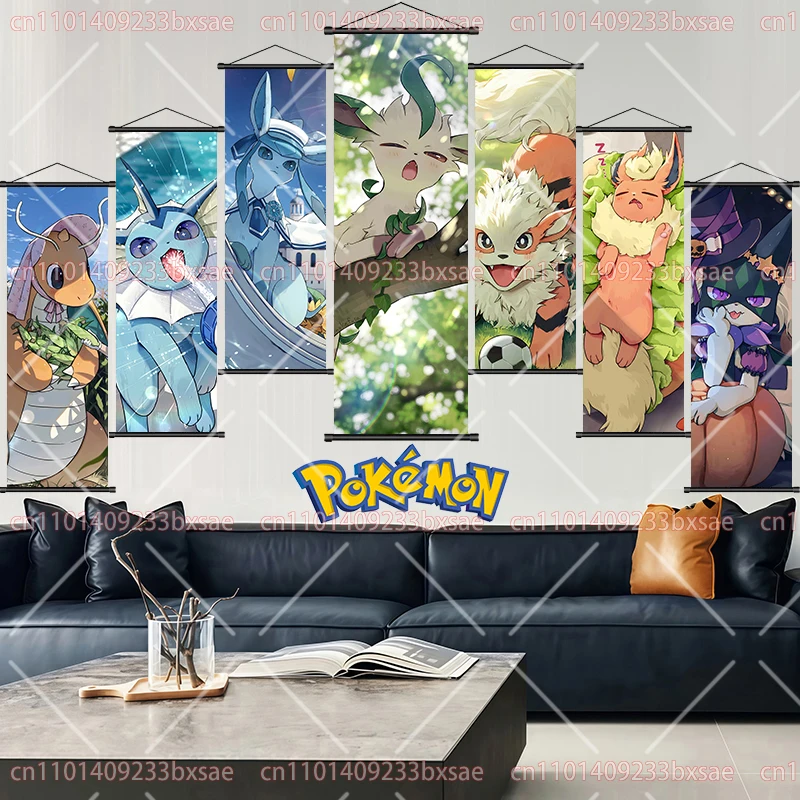 

Анимационные постеры с Покемонами: Пикачу, Снорлакс, Водный Иви. Картины-свитки разных размеров на выбор. Декор для детской комнаты.