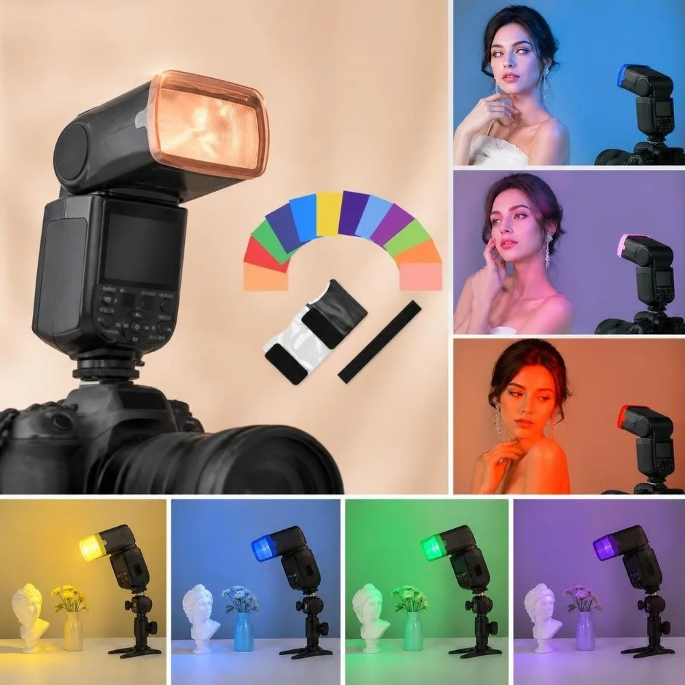 2set 12 Colors Color Correction Gel PVC Material Transparent Design Light Gel Filters Color Filter Sheets Photography Lighting