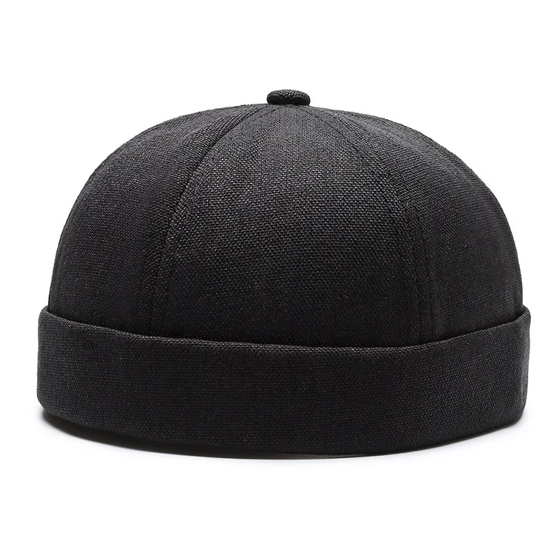 Autumn Men\'s Cotton Docker Beanie Cap Spring Retro Solid Brimless Sailor Fisherman Leon Hat Ladies Street Landlord Hat Skull Cap