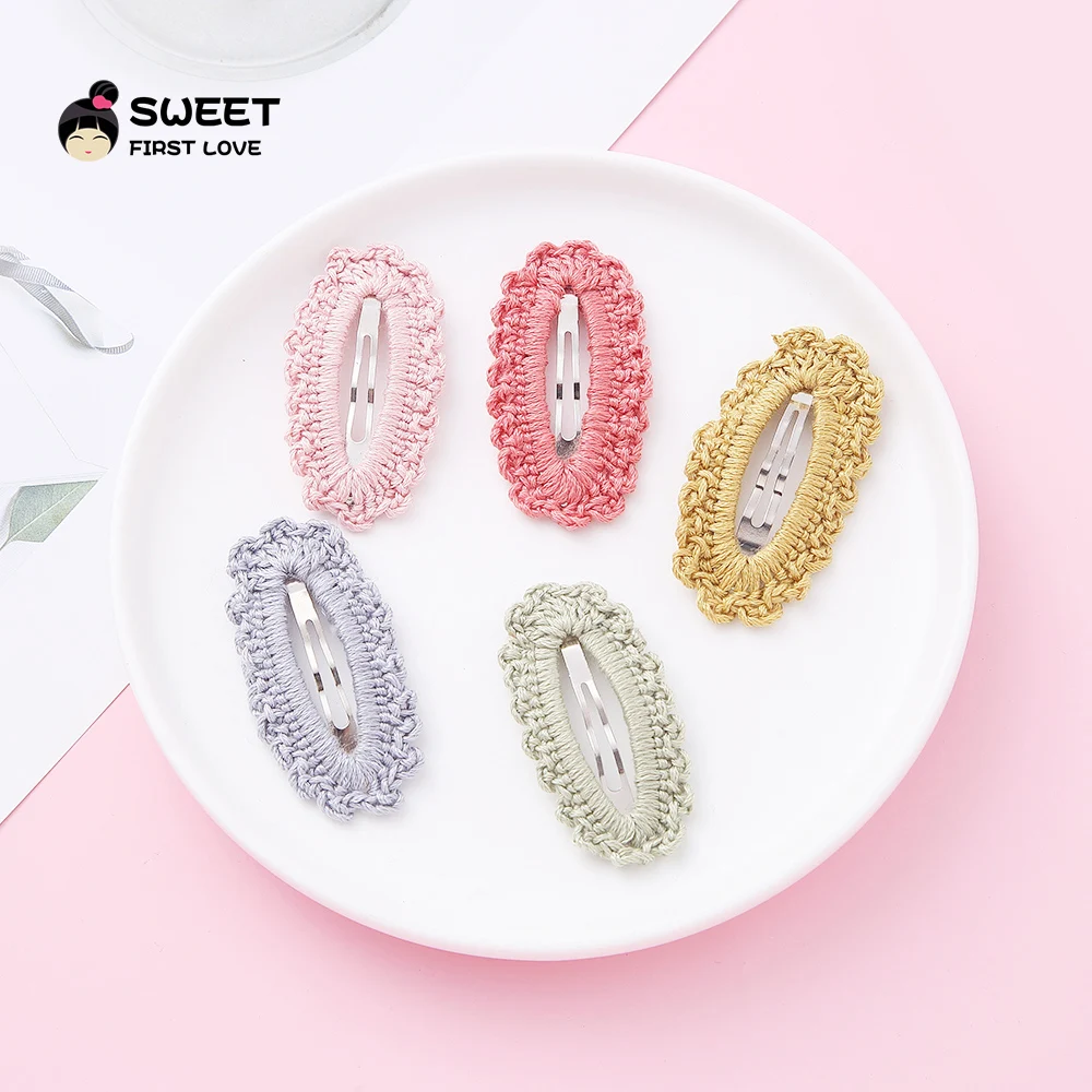 5Pcs/Set Hair Clips Simple Wool Woven Hairpin Solid Soft Cute Sideline Hair Clip For Babies Girls Headwear Kids Hair Accessories