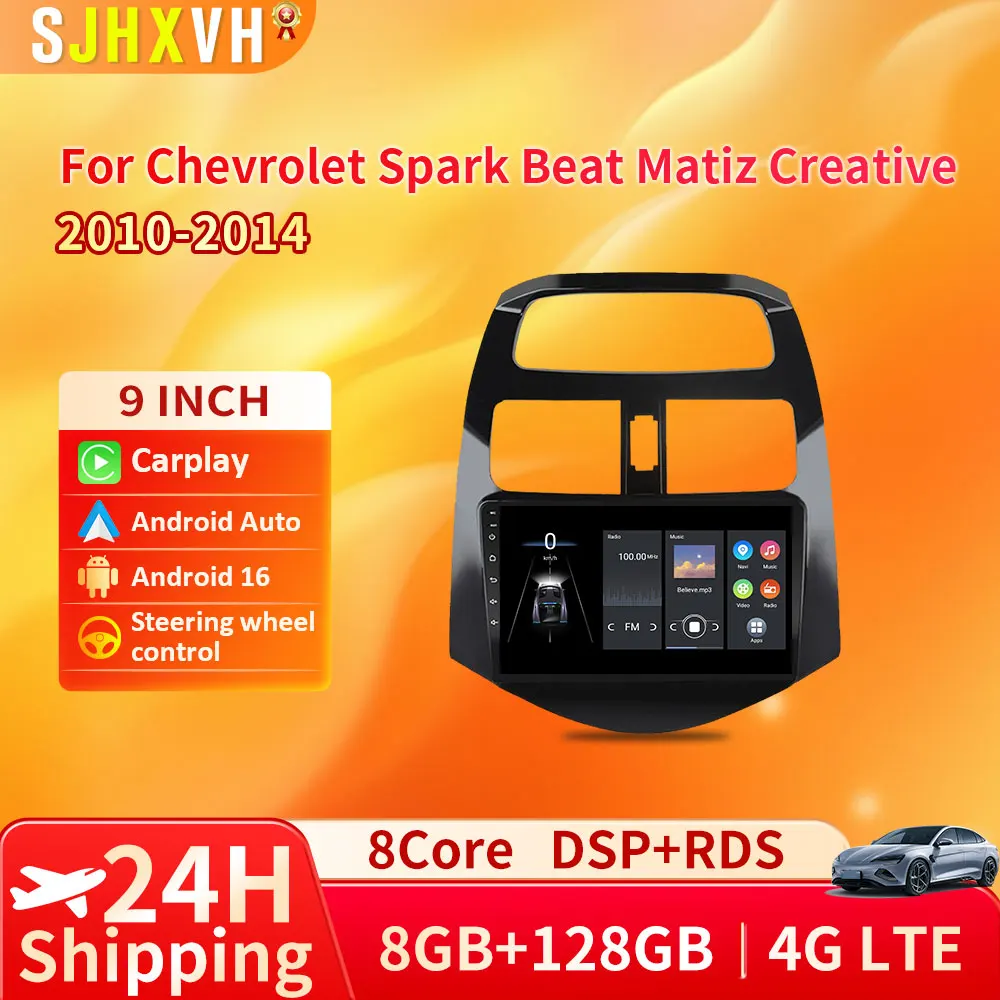

9" Car Stereo Radio For Chevrolet Spark Beat Matiz Creative 2010 - 2014 Android16 Carplay Multimidia Video Player Head Unit