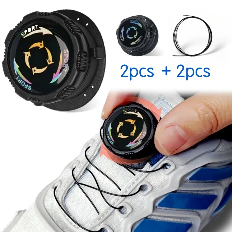 1Pair Automatic Shoelaces Without Ties Swivel Buckle Elastic Laces Sneakers Adult Kids Thick Round Shoelace No Tie Shoe Laces