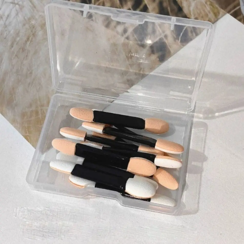 10 stuks dubbelzijdige oogschaduw borstel draagbare veelkleurige wegwerp oogschaduwborstel met opbergdoos beauty kit borstel