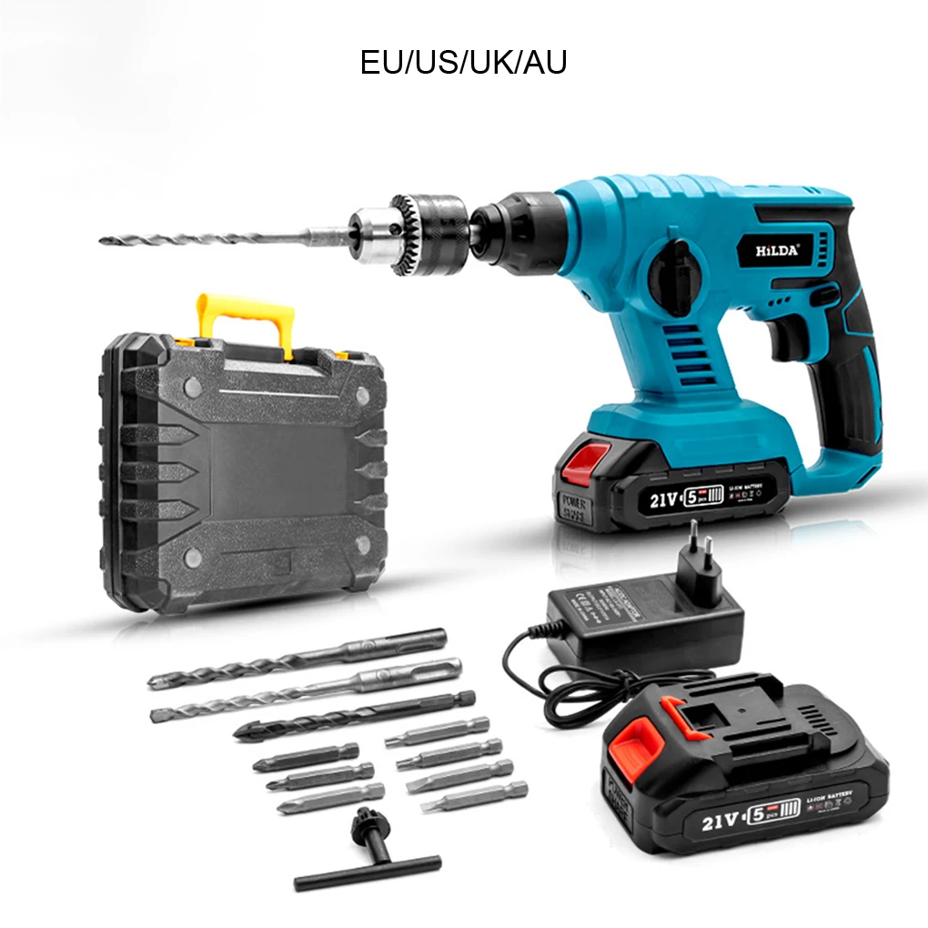 15pcs/set Rotary Hammer Drill Electric With Two Handles For Stability Electric Hammer Brushless