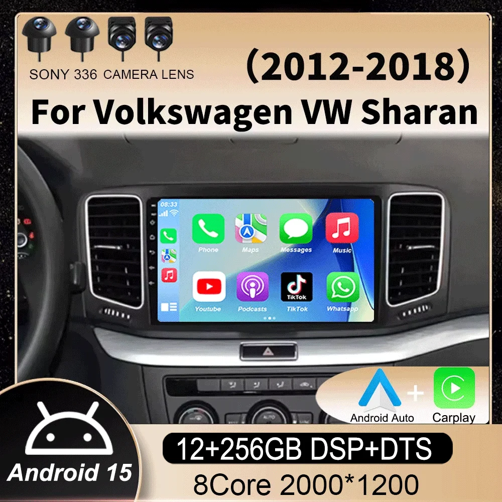 

Android 15 For Volkswagen VW Sharan 2012 - 2017 2018 Auto Car Radio Multimedia Video Player GPS Stereo 4G+WIF Carplay 360 Camera
