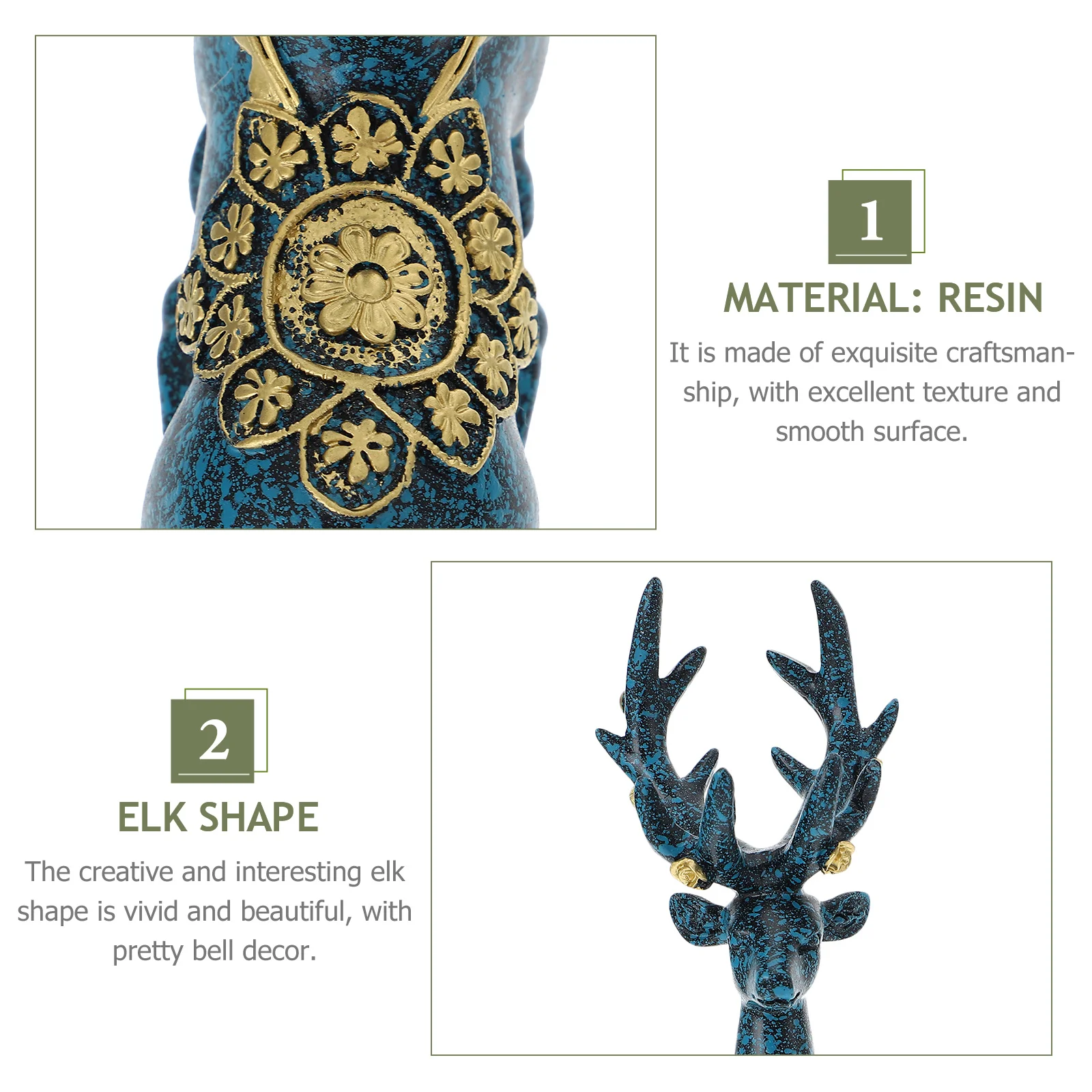 

1Pcs Elk Resin Crystal Balls Seat Vintage Decorative Base Elk Shape Bells Ornament for Table Cabinet Decor Cabinet Balls Stand