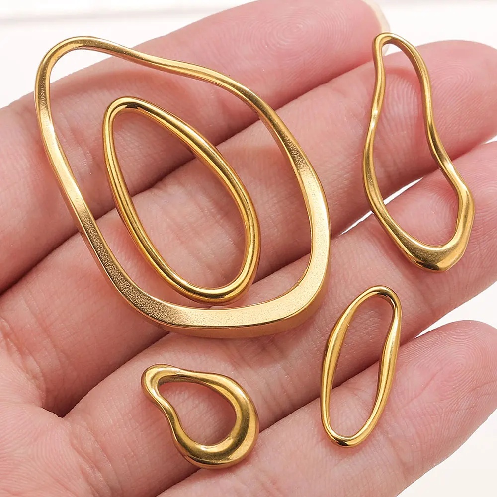 5 Stück Edelstahl vergoldet Verbinder Charms Schmuckherstellung Zubehör für DIY unregelmäßige Lünette Damen Ohrringe Halskette – Detail 3