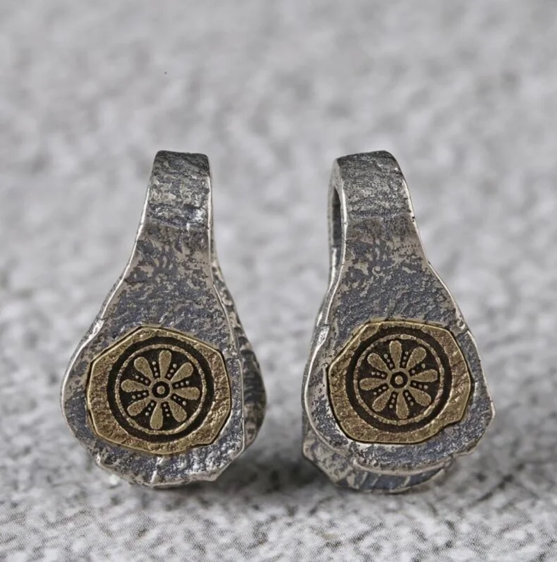 Handmade 925 Silver Buddhist Wheel Bum Counter Sterling Tibetan Dharm Wheel Charm Buddhist Prayer Beads Counters