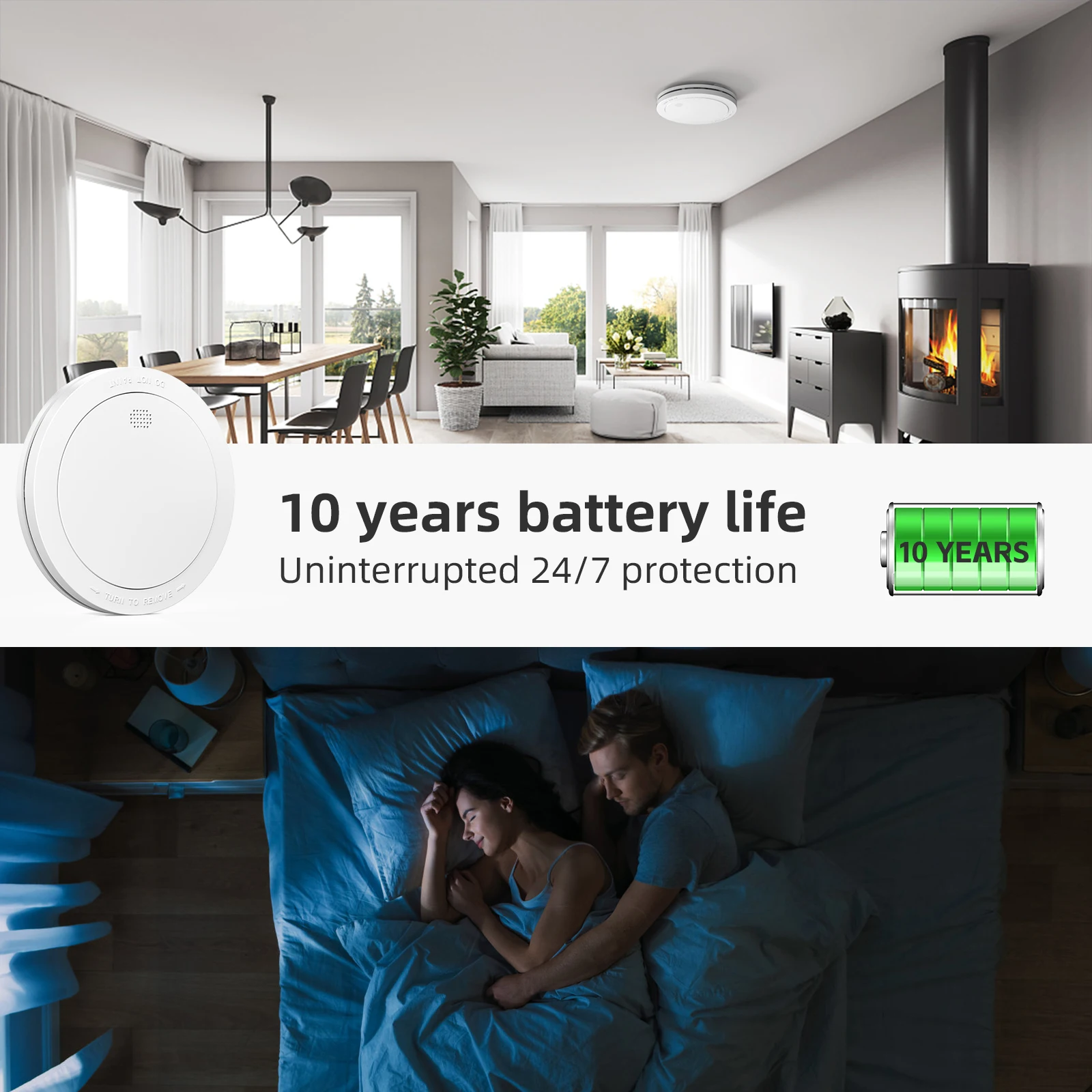 CPVAN Wireless Interlinked Smoke Detector 10 Years Battery 433Mhz Fire Smoke Alarm Protection Firefighters Equipment CE Approval