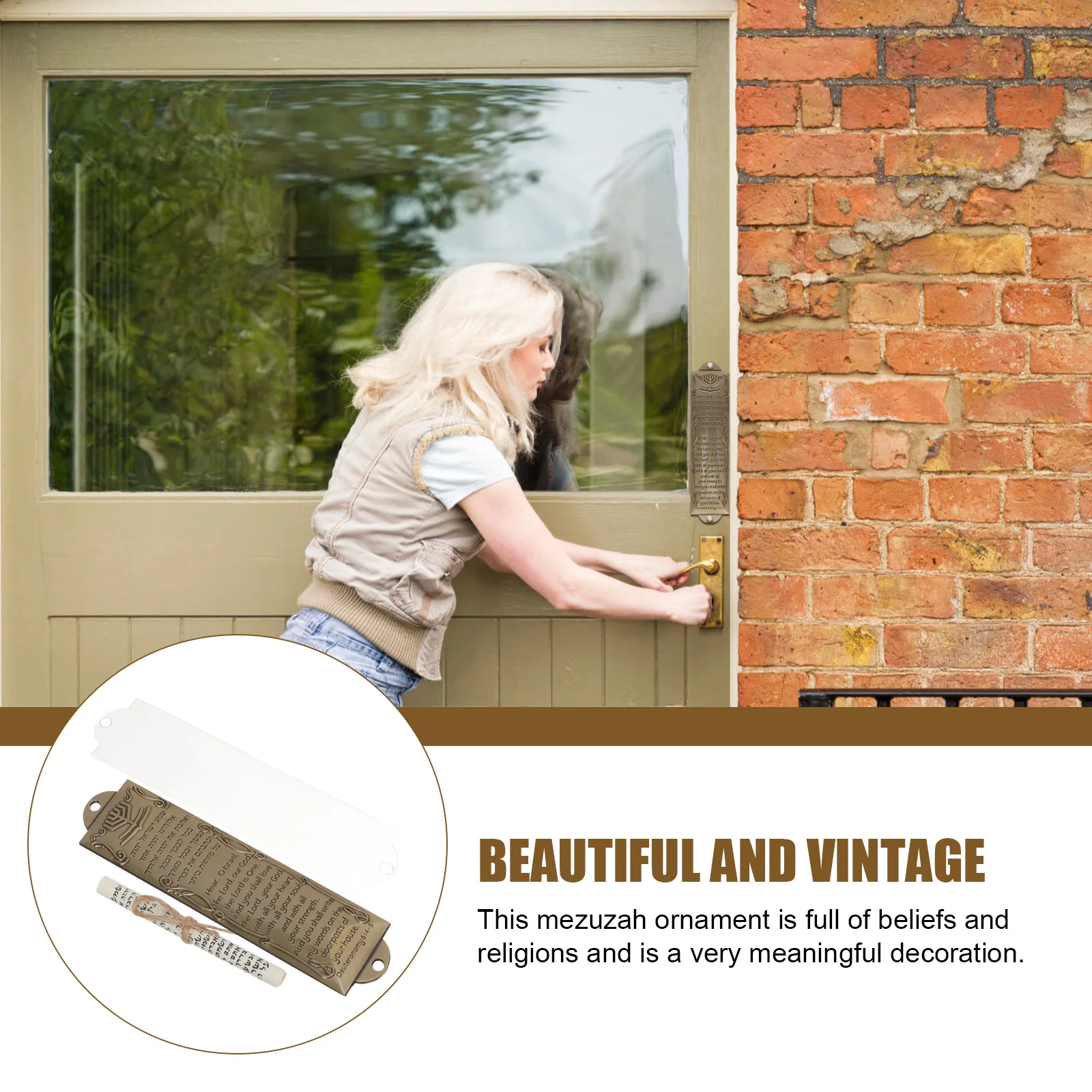 

1 set 1 Set Alloy Mezuzah Religious Door Decorative Hebrew Scripture House Mezuzah Craft Metal Symbols Adornment Catholic Prayer