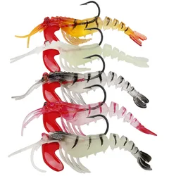 5 Pcs Soft Shrimp Fishing Bait  Fish Bait Wholesale Fishing Accessories Soft Bait Shrimp Five Section Fishing Lures