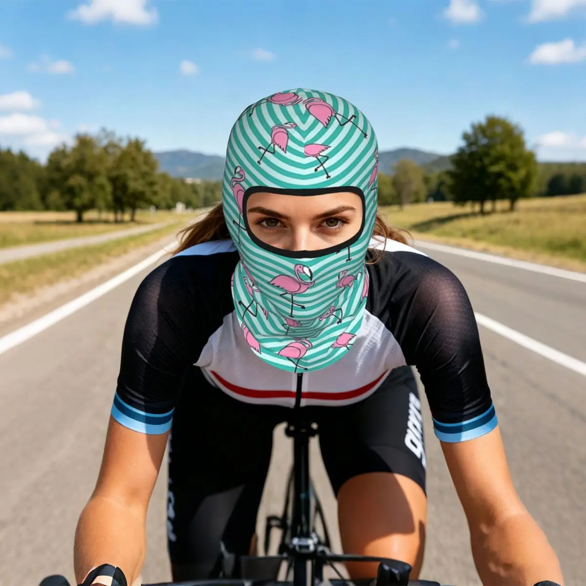 Flamingo Bird Pattern Breathable Thin Balaclava Full Face Mask Sun Protection Neck Gaiter For Motorcycle Cycling Fishing Outdoor