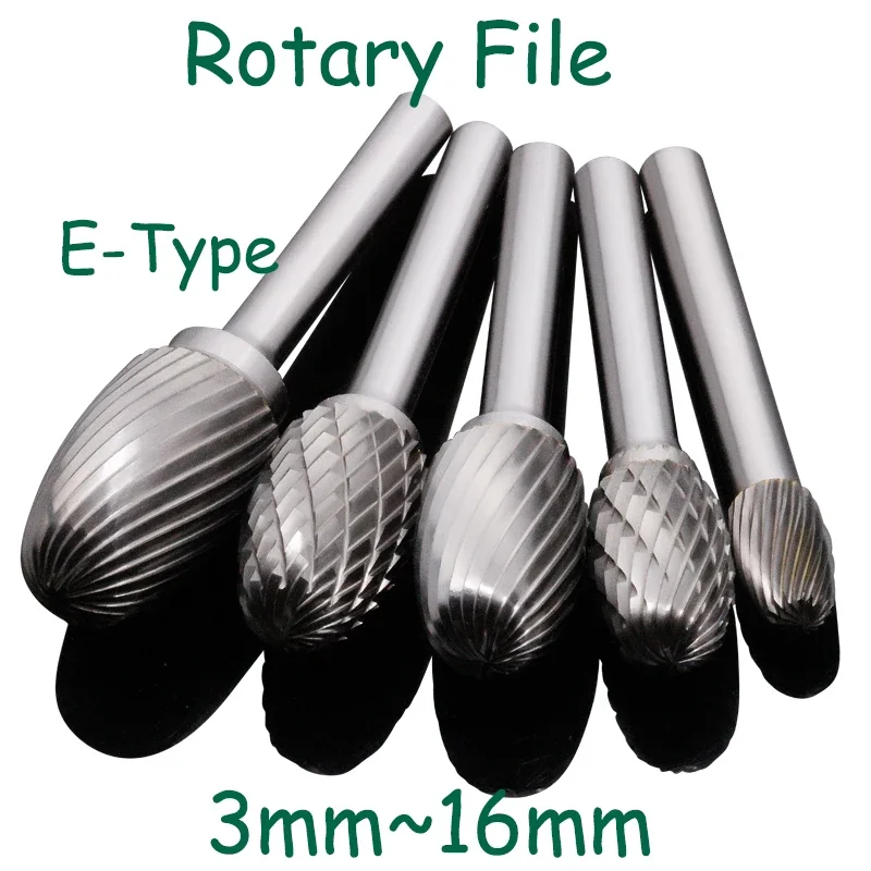 

1pcs Tungsten Carbide Rotary File Grinding Head Oval E-Type Metal Woodworking Wood Carving Tools 6mm Handle 3~16mm E0307M03