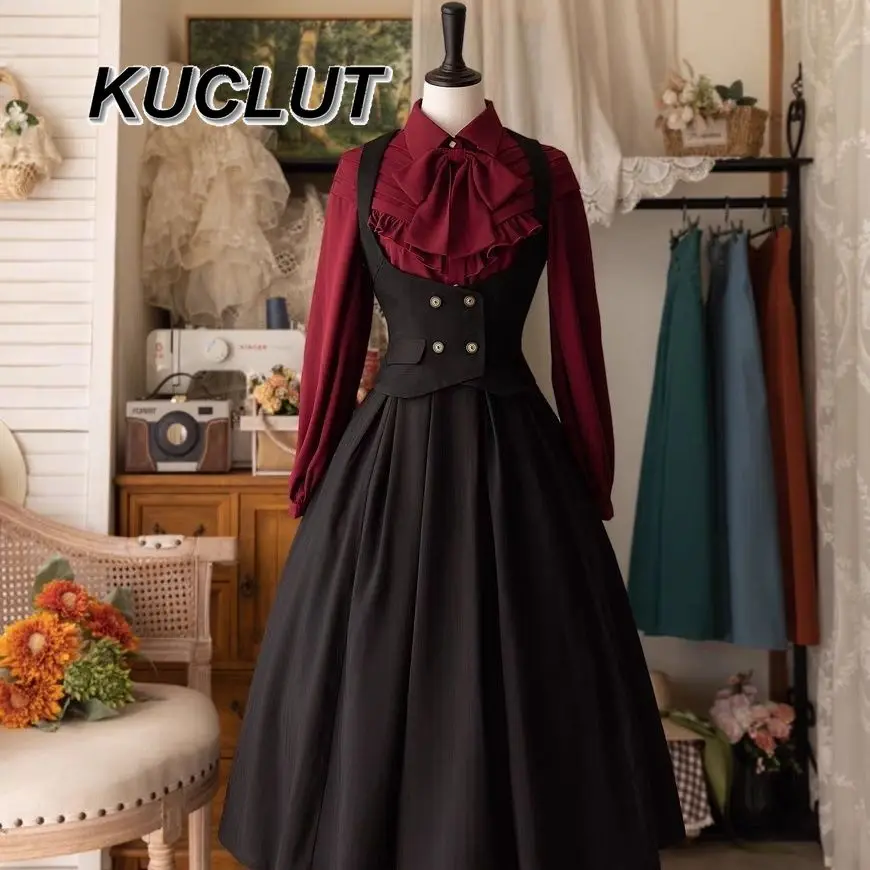 

Lolita Style Autumn Winter Long Skirt Femme Elegant Slim Vintage Fashion 2025 New Solid Color Casual Skirts for Women Versatile