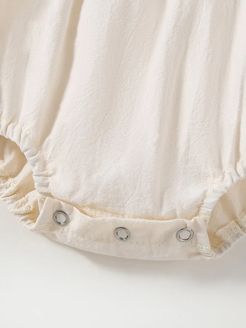 ملابس صيفية للفتيات الصغيرات بنمط عرقي 0-2 سنة منسوجة على شكل زهرة بدلة للأطفال الرضع بأكمام طائرة قطعة واحدة