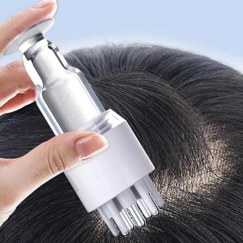 Peine de masaje aplicador de cuero cabelludo, suero líquido para crecimiento del cabello, cepillo de aceite, nutre las raíces del cabello, antipérdida de cabello