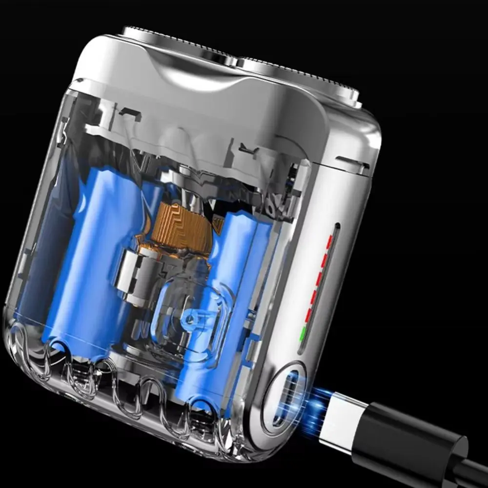 Mini Elektrisch scheerapparaat voor heren Magnetisch dubbel hoofd Draagbaar roterend scheerapparaat 9000 omwentelingen Efficiënt scheren Baardtrimmer Vriendje