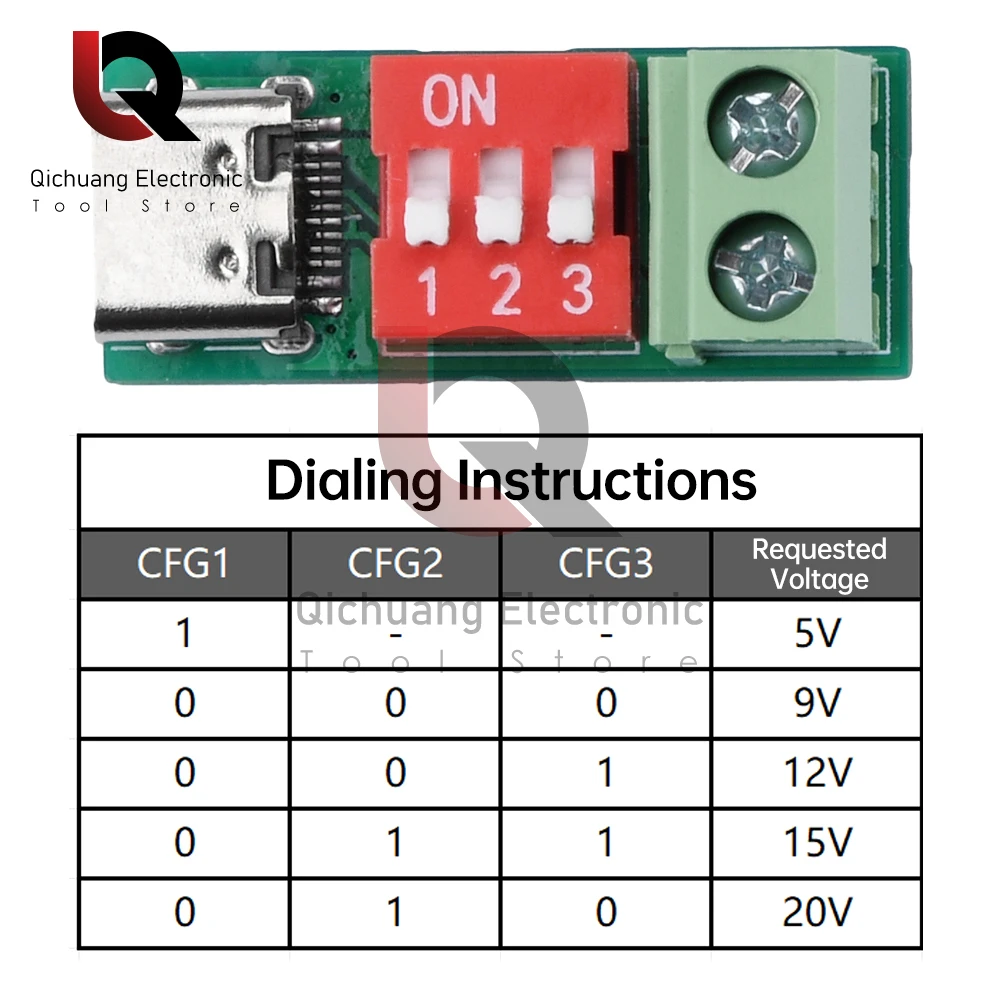 Type-C PD QC Trigger DC 4-22V Adjustable Voltage Power Module Fast Charge Decoy Module Fast Charge Protocol PD 3.0 / 2.0