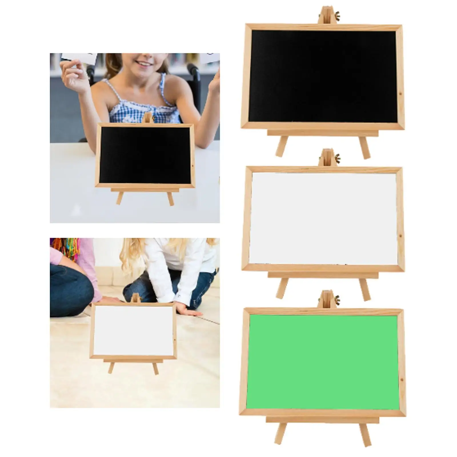 Wooden Chalkboard with Easel Stand, 10.6 X 6.6 Inch Size, Quick Installation for Various Uses