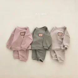 2024 Autumn Baby Boys Girls Clothes Sets Embroidered Bear Toddler Hoodie Sports Suits Long-sleeved Sweatshirt Pants Set