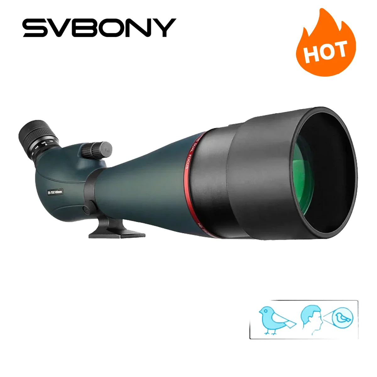 SVBONY Látcső SV406/SV406P Ed Egyszerű filmretus-eljárás Alkalmazási terület 20-60x80/25-75x100/16-48x65 Kettős szám Családi kör IPX7 Vízálló számára birdwatching Íjászat