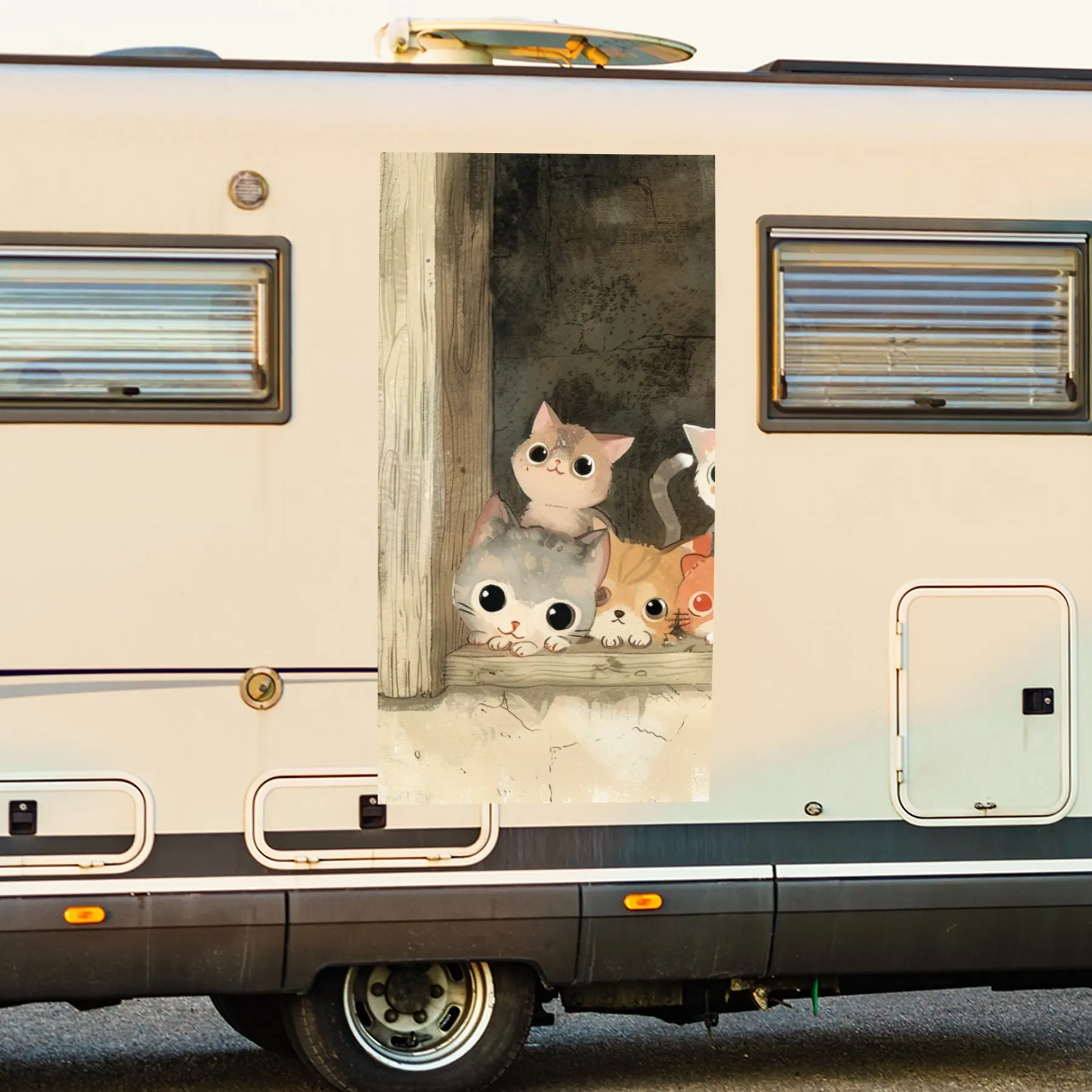 

Cute Peeking Pets Car Sticker,Vinyl decal on the side of the motor home, waterproof self-adhesive vinyl sticker on the side of t