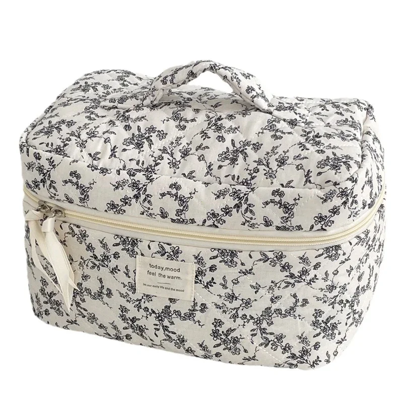 

Fashion Ins Black Flower Women Quilting Bags Handbag Travel Organizer Cosmetic Makeup Storage Pouch Portable Zipper Tote Bag