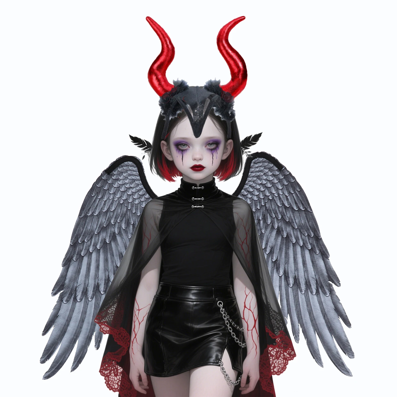 

Adult Kids Halloween Black Evil Wings Horn Red Headband Angel Wings Cosplay Costume Mardi Gras Pretend Play Dress Up Accessory