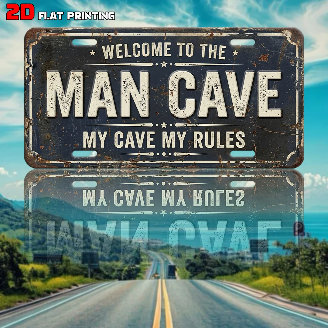 1pc, Man Cave My Cave My Rules Retro Aluminum Sign, Home Decor, Birthday Gift, Garage Decor, Classic Decor Sign, Gifts for Men