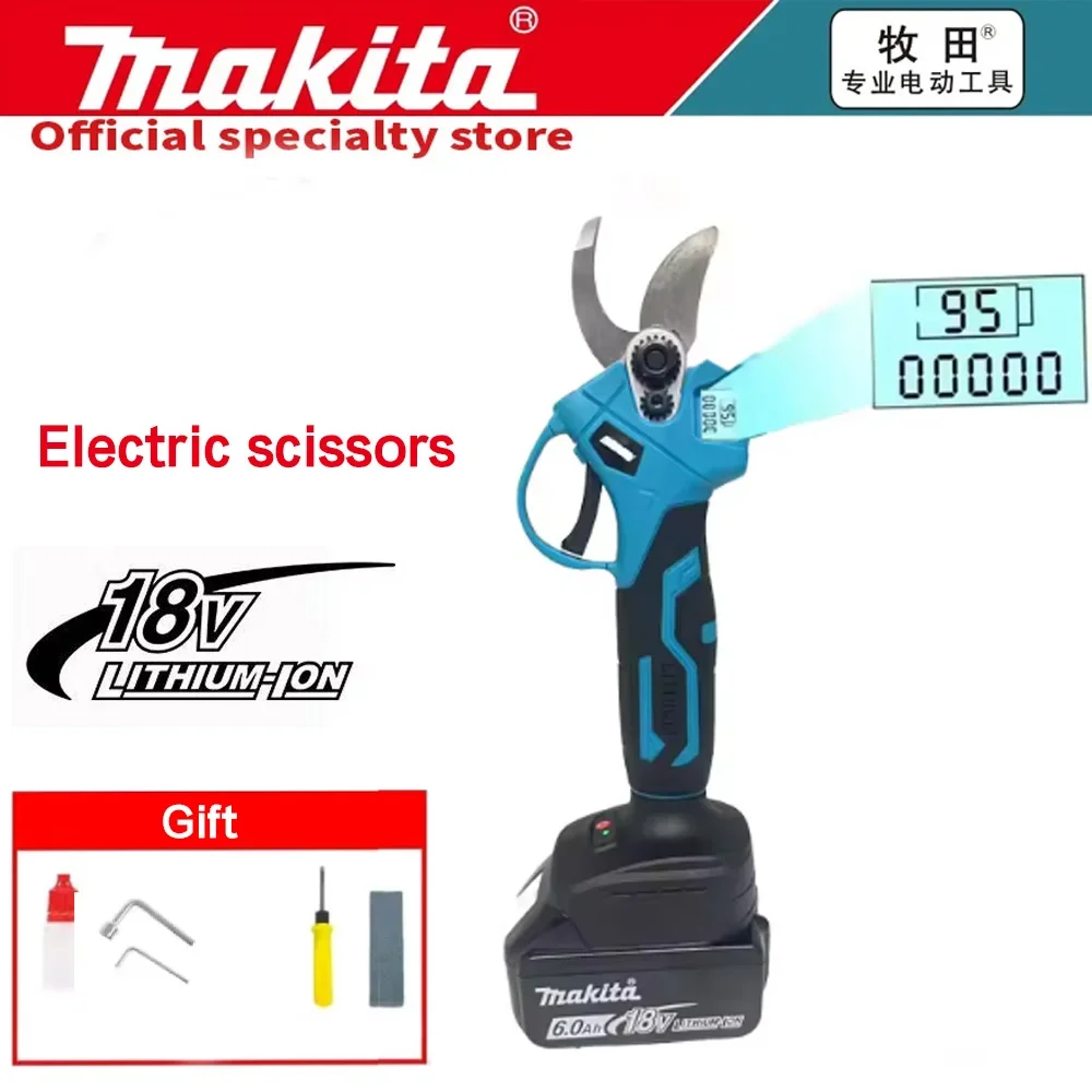 

Makita Wireless Electric Scissors 18V Garden Fruit Tree Pruning Machine LED Display 30mm Rechargeable Electric Scissors