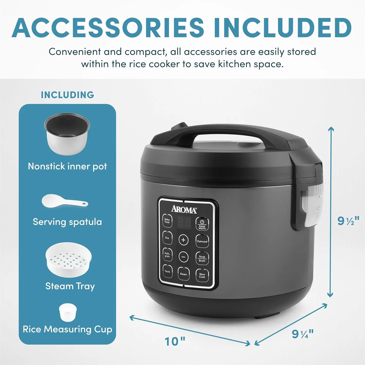 Multicooker Digital de grano y arroz, 12 tazas, cocido, negro, ARC-966BD