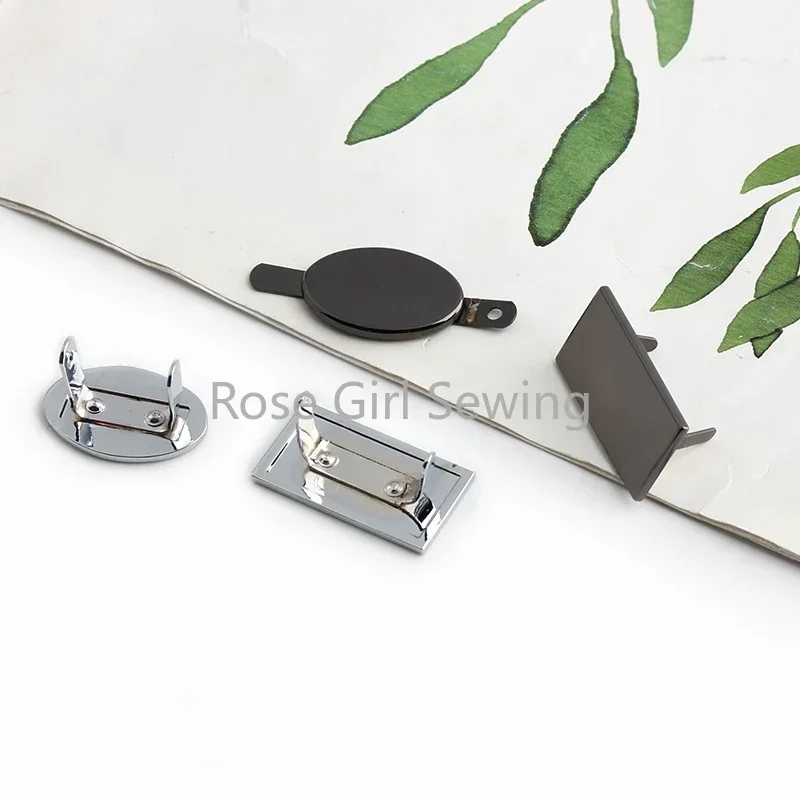 10PCS 23/26/34/36MM Oval,Rectangle Shape Metal Labels With Holes For DIY Handmade Purse Bags Clothes Customize Your Name Logo