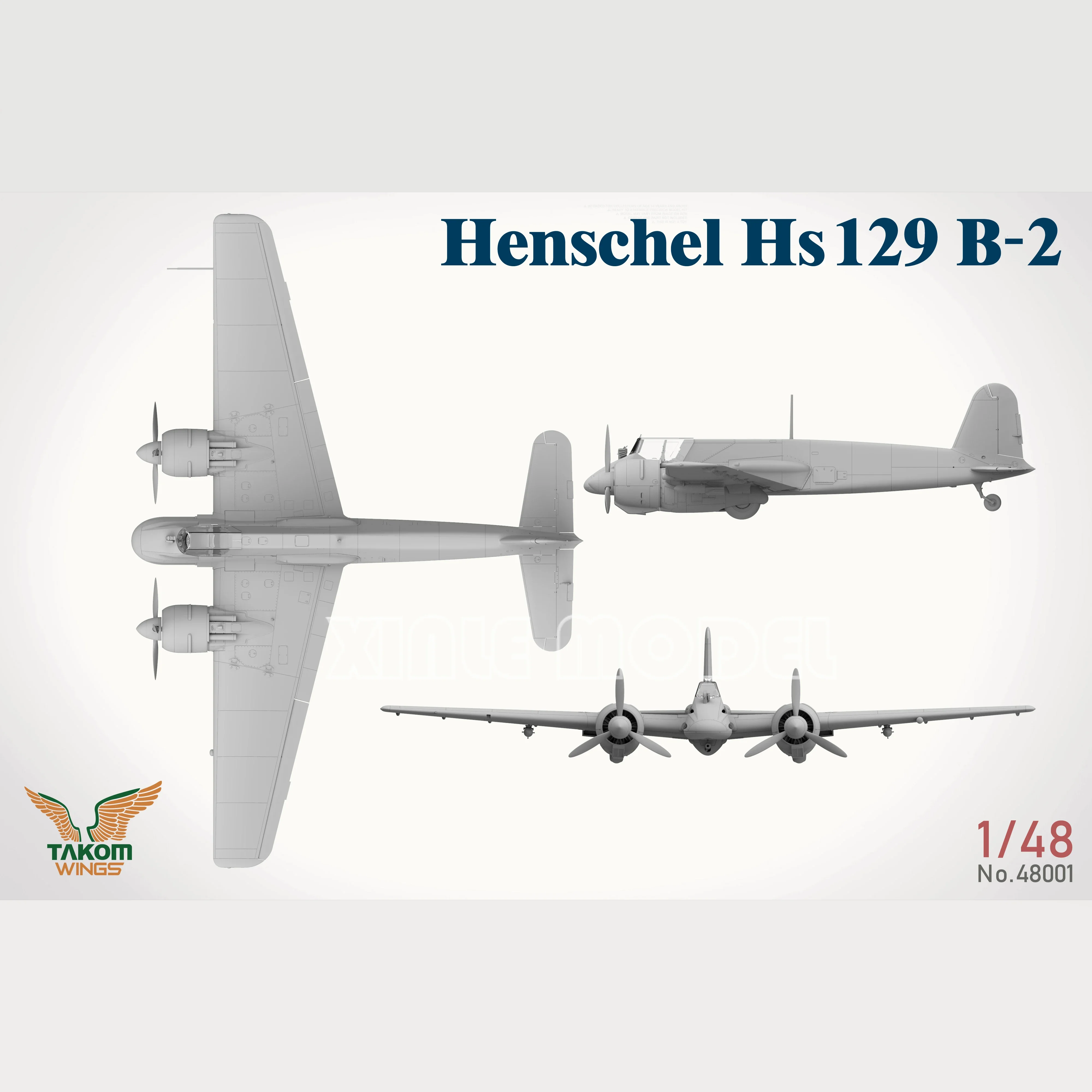 TAKOM 48001 Henschel Hs129 B-2 1/48 Kit modello in scala di aereo assemblato militare