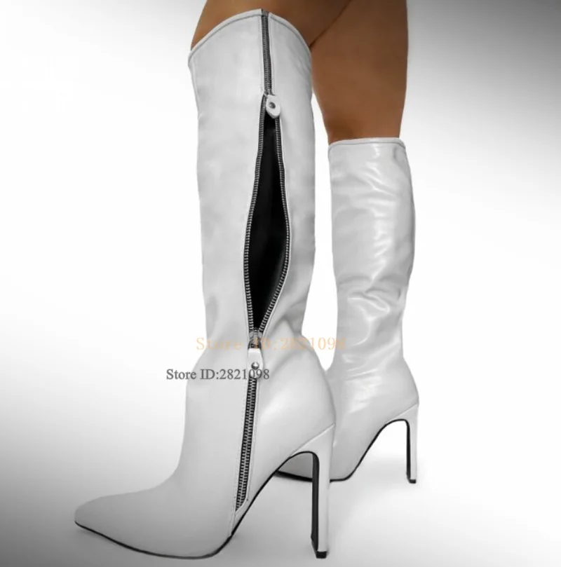 

Candy Color Knee High Women Heeled Boots Side Zip Pointy Toe Thin High Heels High Heels Woman Long Boot