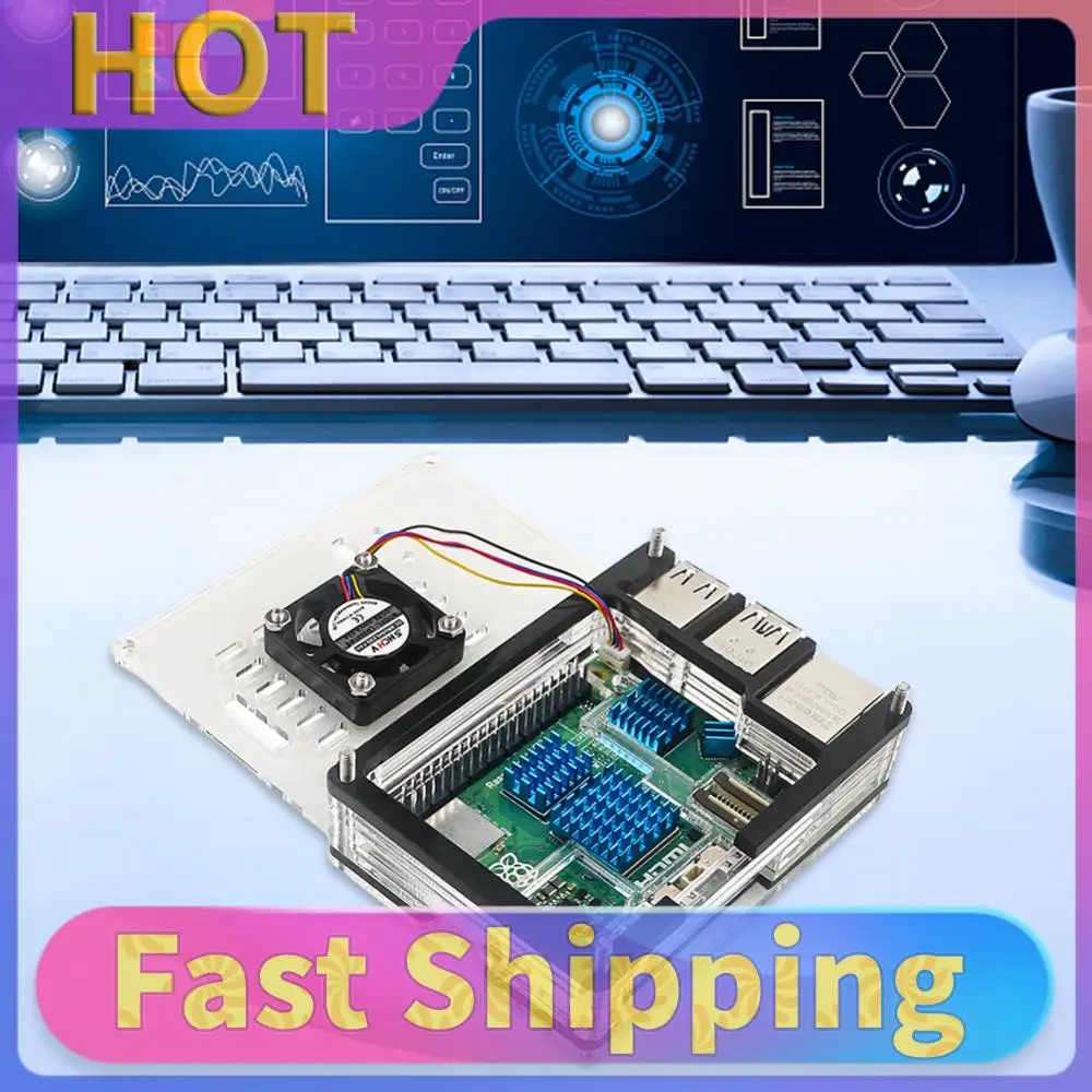 Clear Acrylic Case Support Official Active Cooler Acrylic Enlosure Shell Protective Case Box Fit for Raspberry Pi 5 4GB/8GB