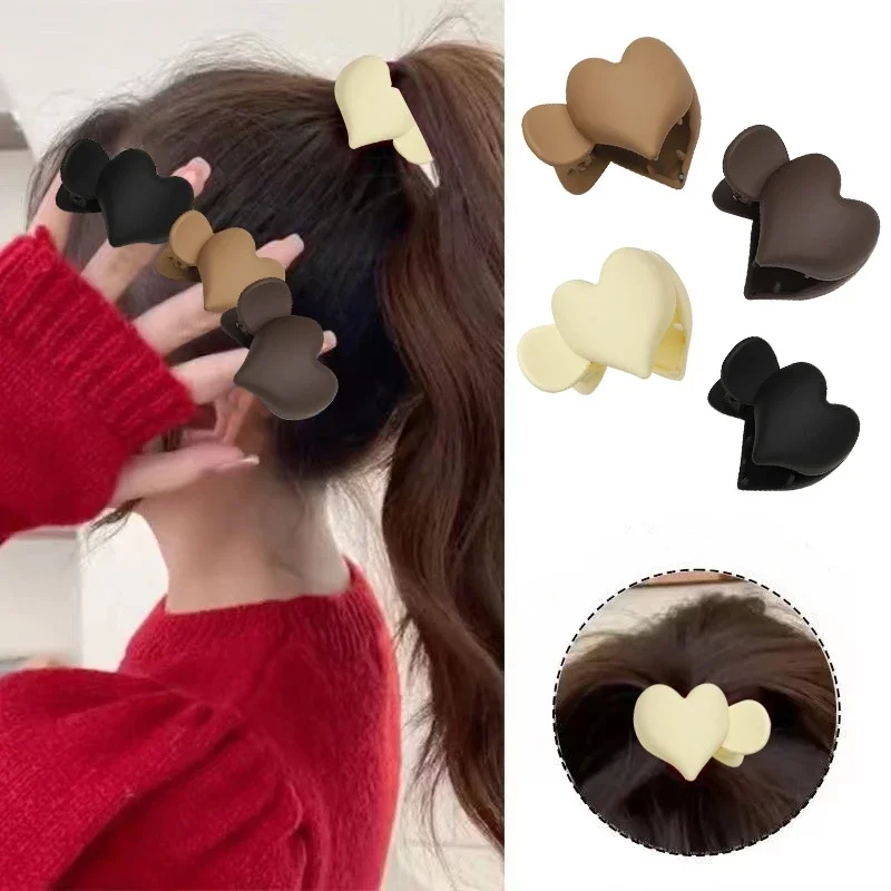 

Women Korean Minimalist Hairpin Elegant Fashion Cawl Clip Solid Color Frosted Love Grab Hair Clips Girls Hair Accessories