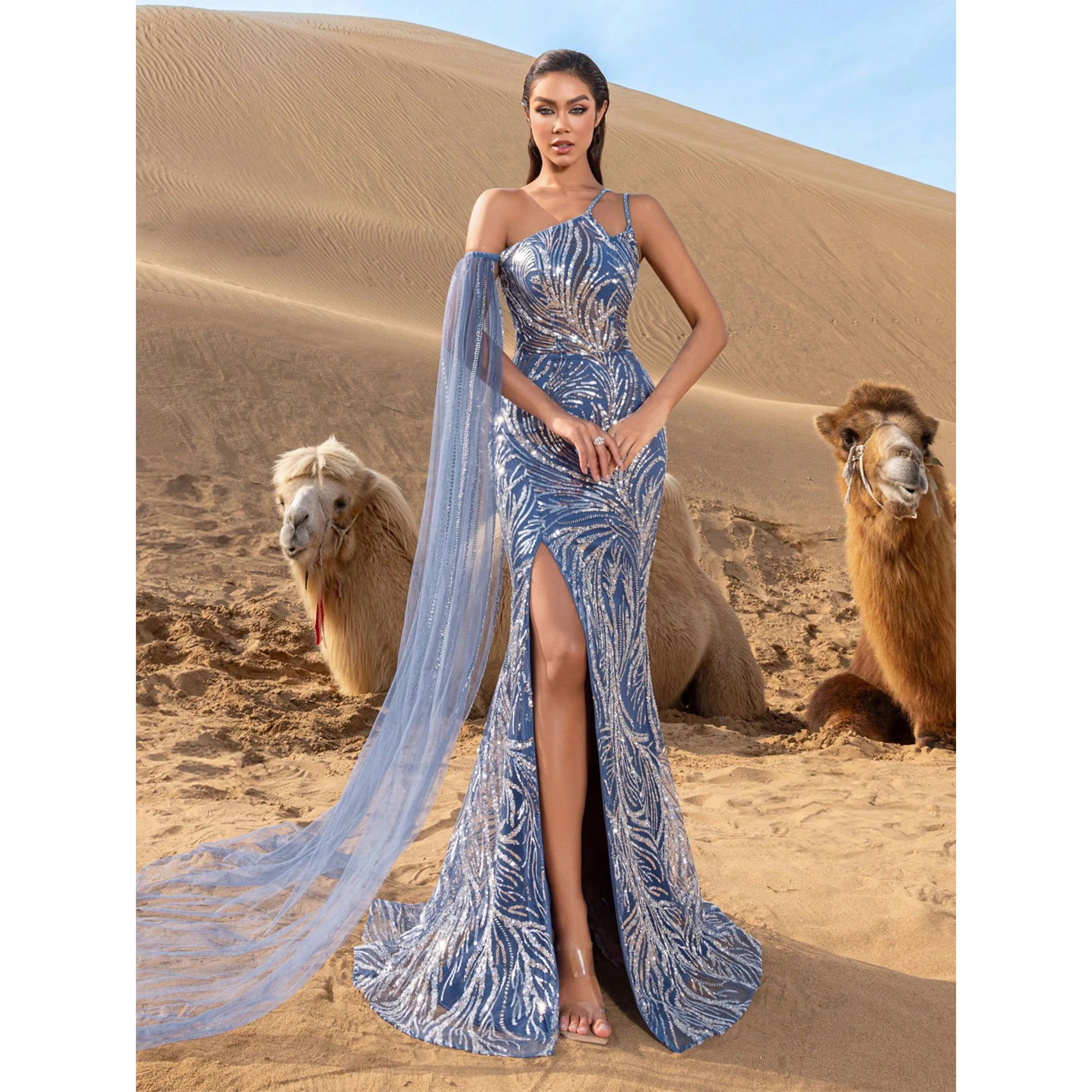 

Роскошные асимметричные вечерние платья и вечерние платья с драпировкой по бокам и разрезом из бисера