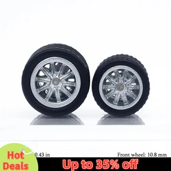 1/64 Model Car Wheels with Rubber Detachable Tires Ten Spokes Refitting Parts for Hot Wheels Matchbox Tomica D:11mm+13mm 1 Set