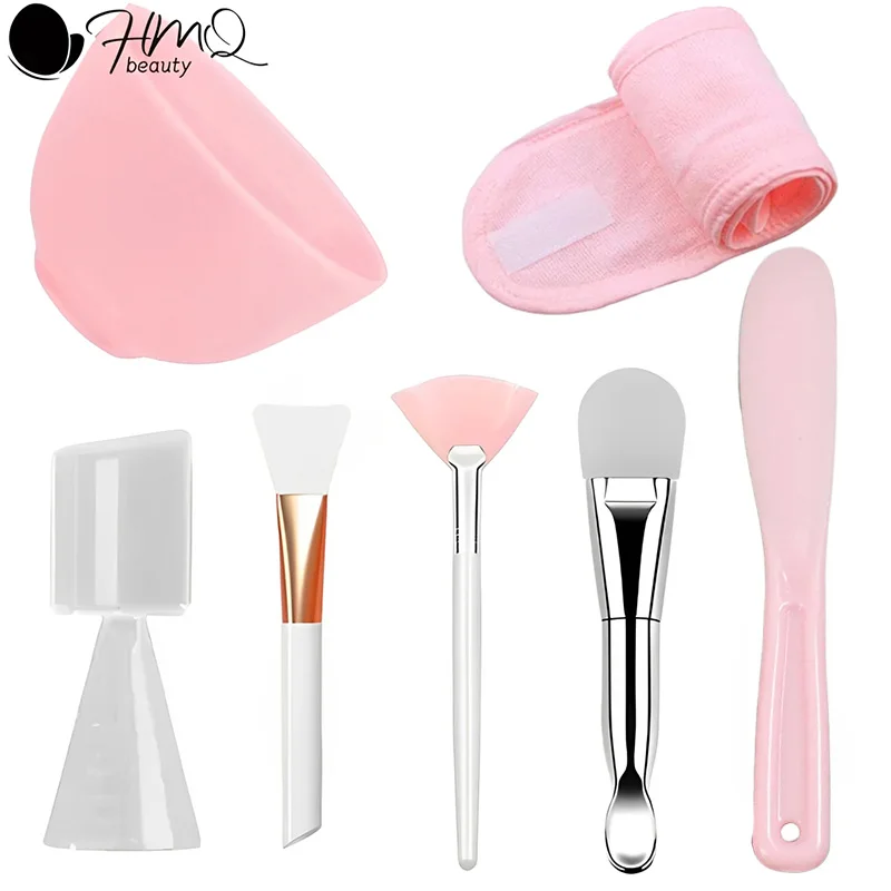 Diy máscara facial mistura tigela conjunto de silicone aplicador facial escova espátula com colher medida ferramenta cuidados com a pele facial suprimentos beleza