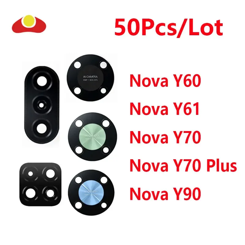 

50Pcs Back Rear Camera Glass Lens For Huawei Nova Y90 Y70 Plus Y60 Y61 With Adhesive Sticker Replacement Parts