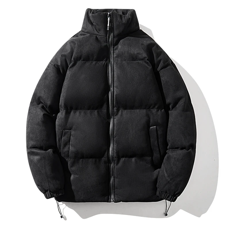 Doudoune coupe-vent en daim vintage pour hommes avec col montant, veste en coton, parkas optiques décontractées, streetwear masculin, sieste chaude, hiver