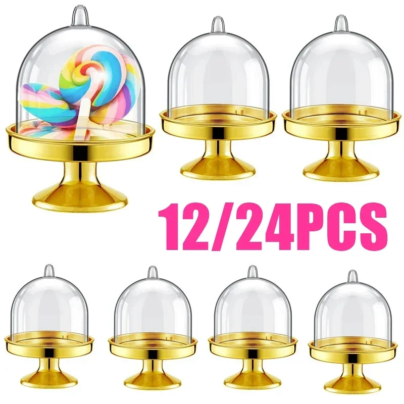 

12/24pcs Mini Dessert Cupcake Stand with Lid Chocolate Candy Cake Display Holder For Birthday Party Wedding Decoration Supplies