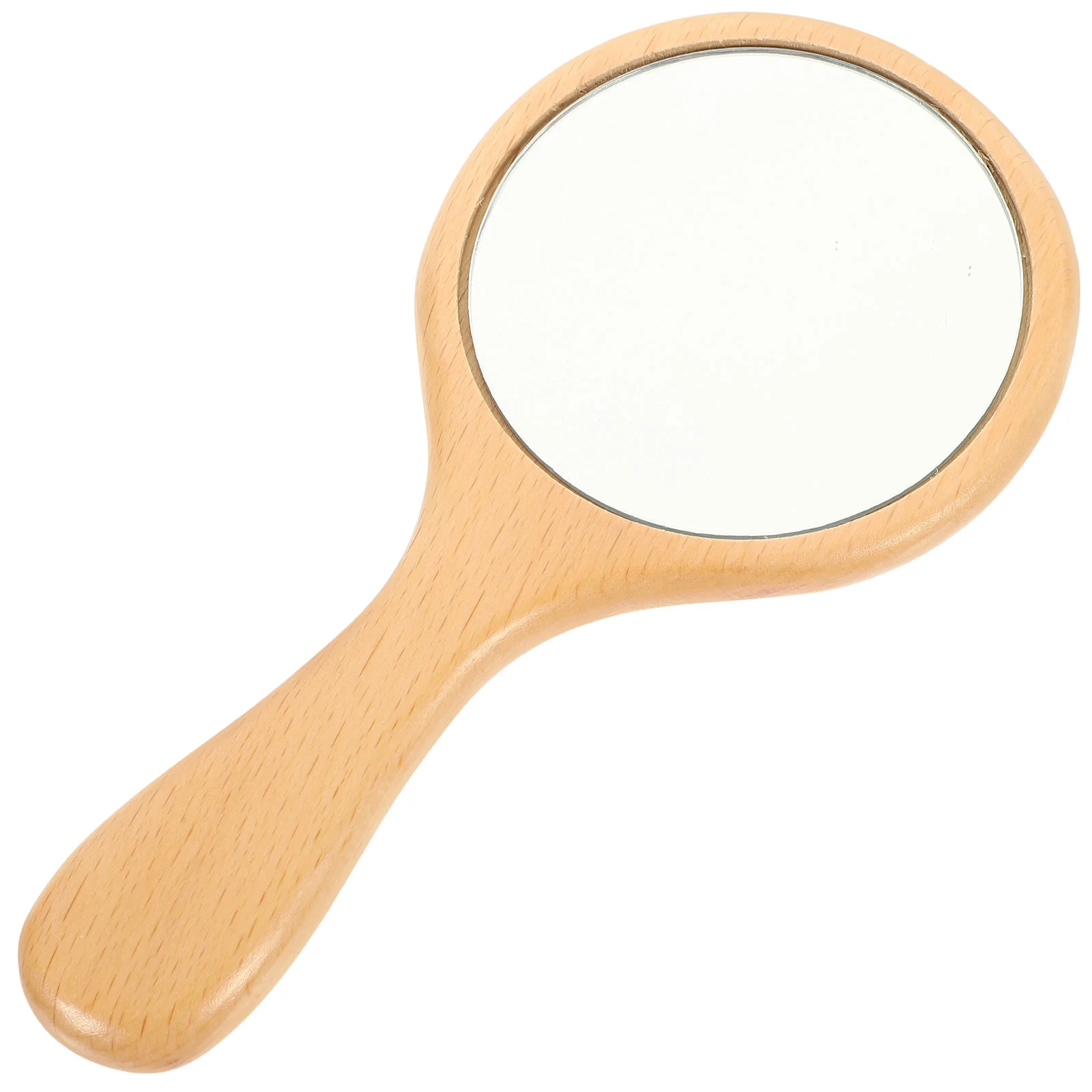 

Dresser Mirror Round Mirrors Handle with Wooden Handheld Travel Vanity