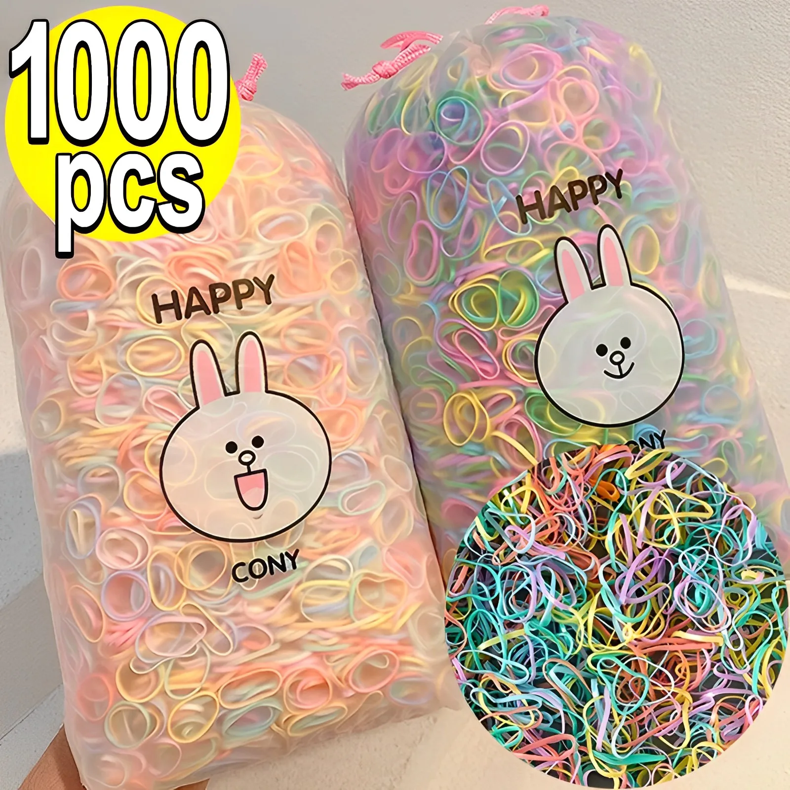 

1000Pcs/box Colourful Disposable Rubber Band Elastic Hair Bands Headband Children Ponytail Holder Bands Kids Hair Accessories