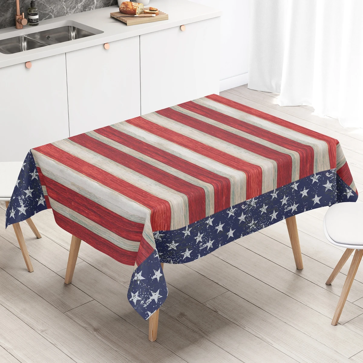 1pc Independence Day Theme Party Tablecloth Decor Thickened Waterproof Oil Resistant American Flag Tablecloths 4th of July