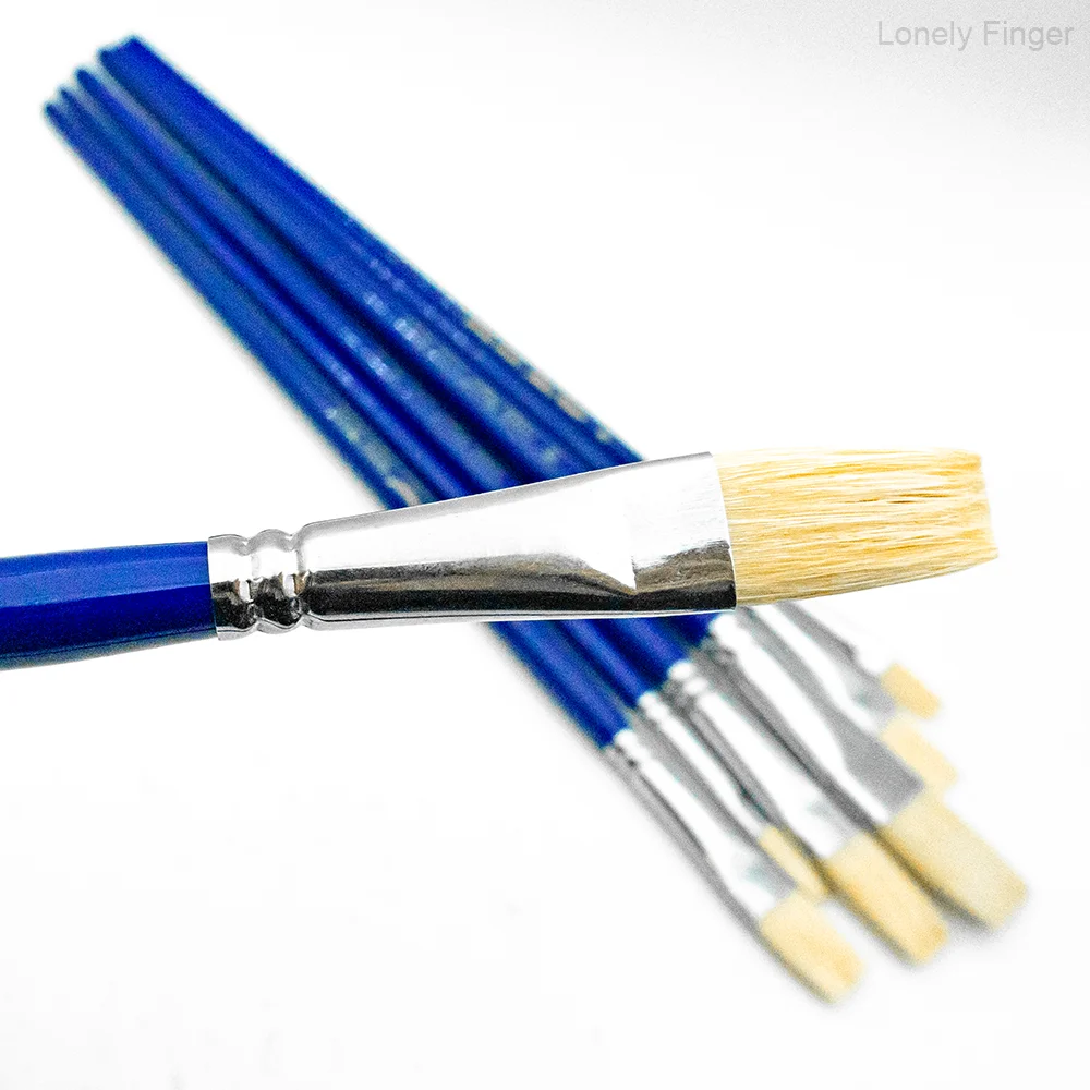 مجموعة فرش طلاء بشعيرات الخنزير المسطحة، 7 قطع من فرش الرسم الفنية لطلاء الغواش بألوان مائية وزيت الأكريليك، فن شعر نايلون ممتاز P