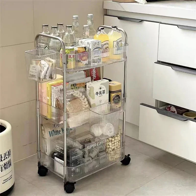Storage Shelf Trolley Serving Cart for Coffee Mobile Grocery Cart Multifunctional Tea Kitchen Trolley