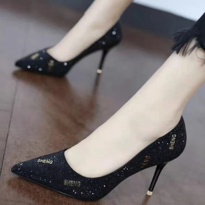 2024 spring and autumn new color matching light mouth pointed Asaguchi high heels sexy everything fashion work women shoes pumps